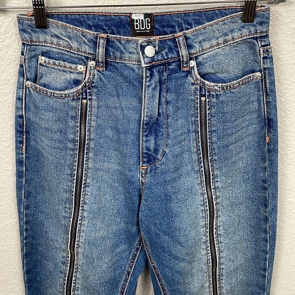 BDG Full Zip Leg Slim Straight Tapered Jeans High Rise Rigid Denim Sz 27 - Picture 4 of 15